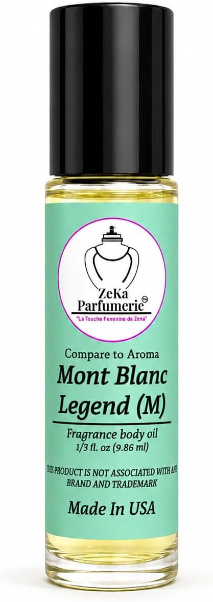 Compare to Aroma compatible with Mont Blanc Legend for Men Fragrance Body oil on 1/3 oz (9.86ml) size Roll-On Botlle