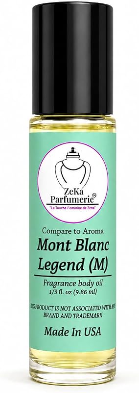 Compare to Aroma compatible with Mont Blanc Legend for Men Fragrance Body oil on 1/3 oz (9.86ml) size Roll-On Botlle
