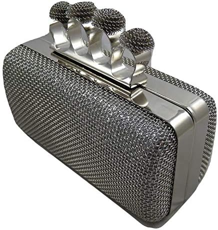 Pochette da sera da donna, con anello rigido e catena rimovibile., Argento  (Silver), Medium : Amazon.it: Scarpe e borse