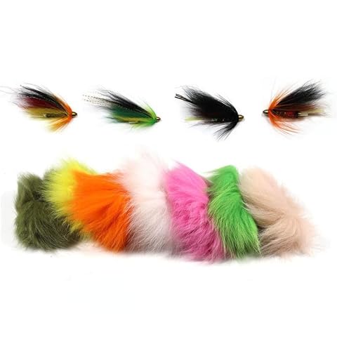 Vzuiwkfmr 7-Piece 7-Color Arctic Fox Tail Hair Fly Tying Material - for Making Streamer Flies, Tube Flies, Saltwater Deceivers & Sunray Shadow Lures