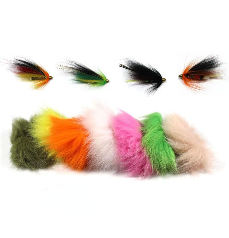 7-Piece 7-Color Arctic Fox Tail Hair Fly Tying Material - for Making Streamer Flies, Tube Flies, Saltwater Deceivers & Sunray Shadow Lures