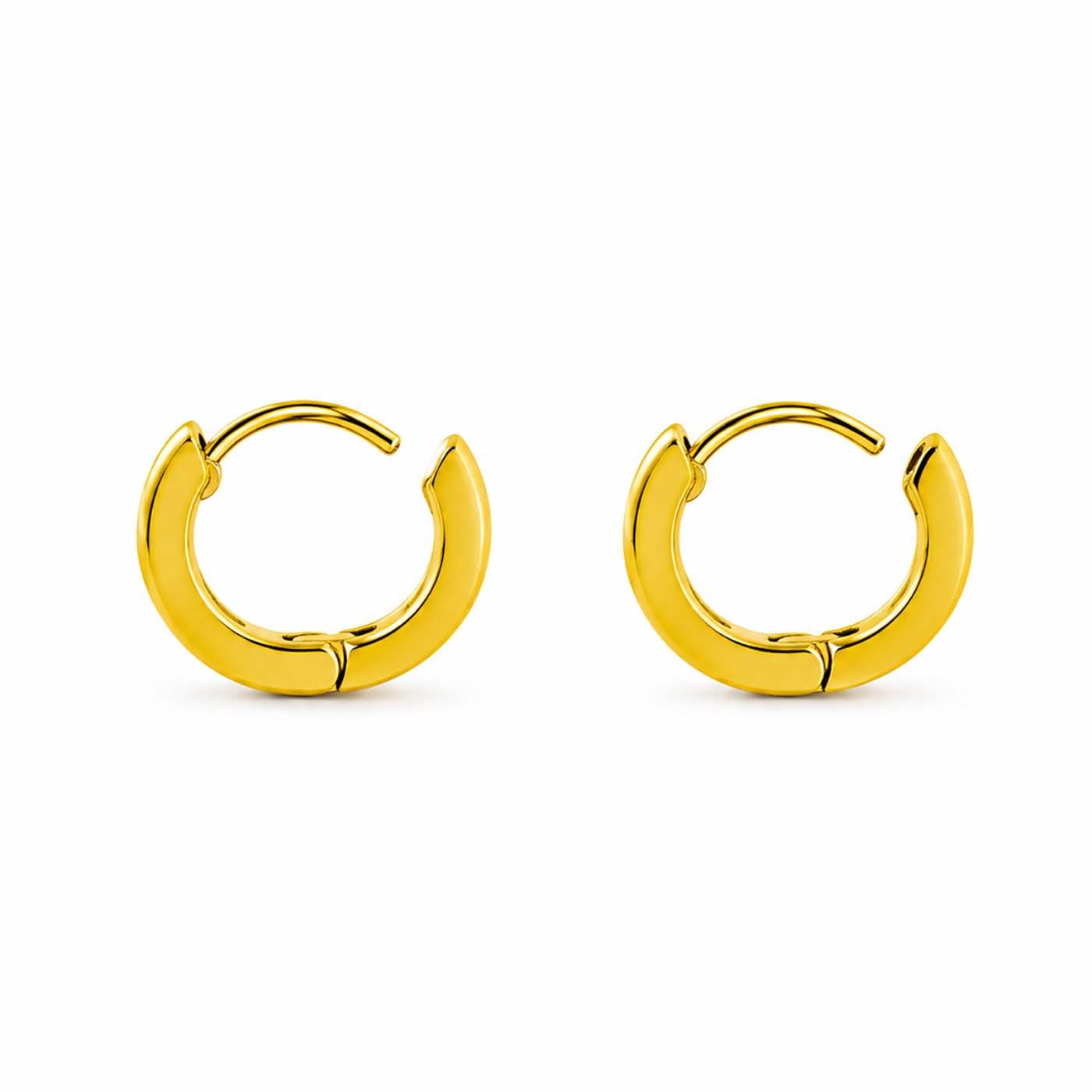 (1 Pair) Unisex Stainless Steel Golden-Tone Round Textured Huggie Hoop Bali Earrings for Women & Men Small Hoop Earrings Lightweight Hinged Click Closure | Fashion Jewelry-image-41