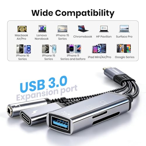 Image of Verilux USB-C Adapter with 10W Charging & 480Mbps Data Synch & USB 3.0 Port