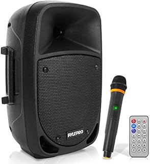 800W Portable Bluetooth PA Speaker - 8’’ Subwoofer, LED Battery Indicator Lights w/ Built-in Rechargeable Battery, MP3/USB/SD Card Reader, and UHF Wireless Microphone - Pyle PSBT85A