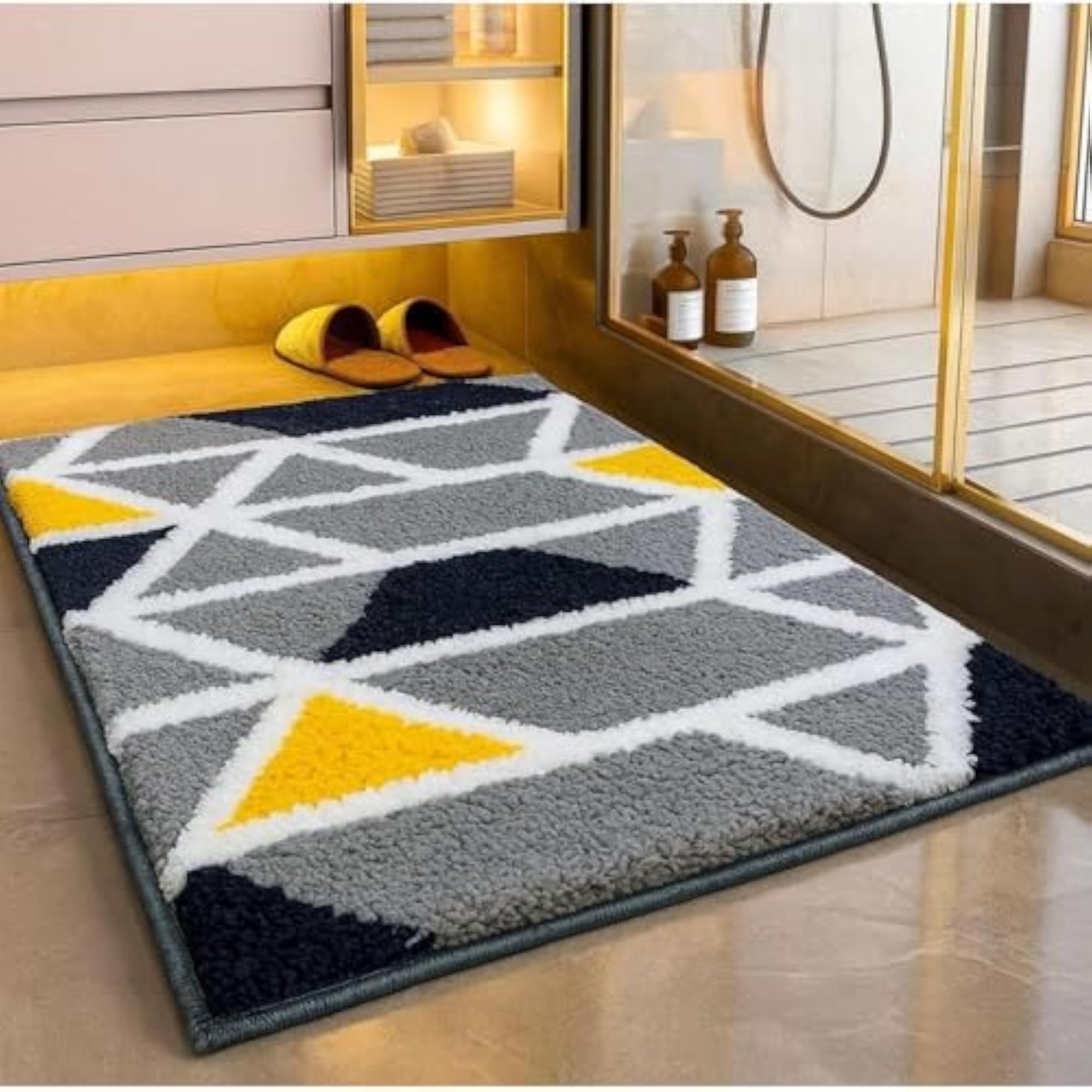 Geometric Abstract Tufted Bath Mat, Non-Skid