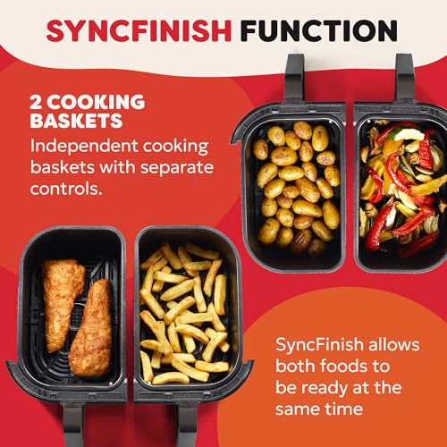 7.6l Large Dual Air Fryer With Double 3.7L Baskets - Image 6