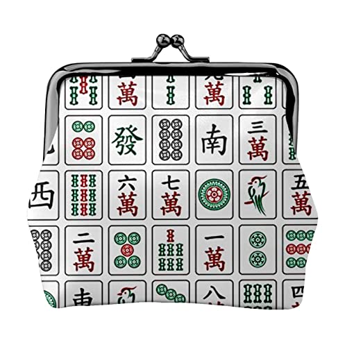Pu Leather Buckle Coin Purse Mahjong China Culture Hipster Girls Kiss-Lock Change Purse Wallets