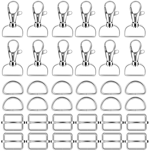 66 Stück Geldbörsen-Hardware-Schlüsselanhänger-Haken mit D-Ringen-Set, silber, 30 mm Cover