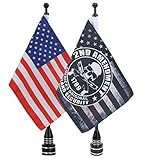 E-Most Adjustable 6' x 9' American Flag + Flagpole Mount & 6' x 9' Antique Skull,American Flag + Pole Mount, for Harley Davidson Honda Goldwing CB VTX CBR Yamaha