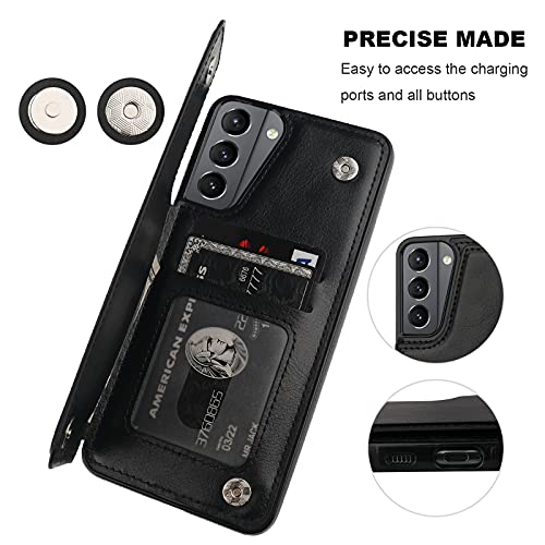 ONETOP Compatible with Samsung Galaxy S21 Wallet Case with Card Holder, PU Leather Kickstand Card Slots Case, Double Magnetic Clasp and Durable Shockproof Cover 5G 6.2 Inch(Black) by ONETOP - Image 7