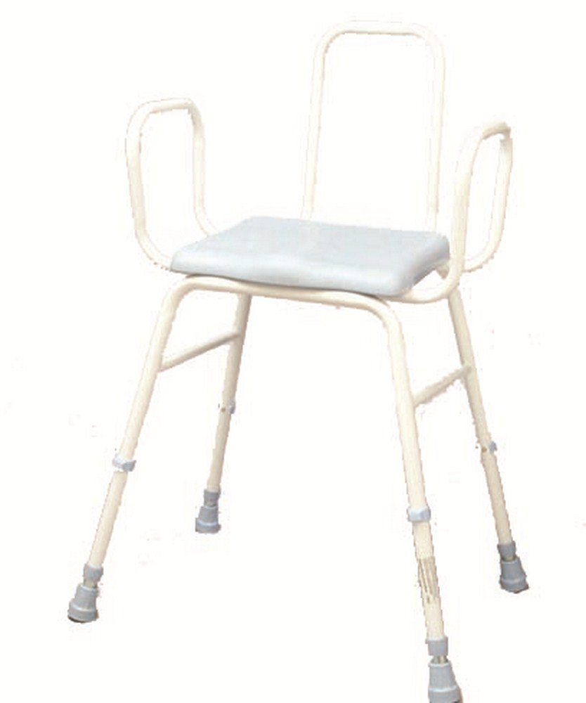 NRS Healthcare Polyurethane Perching Stool with Armrests and Backrest