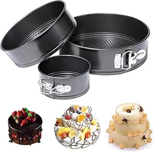 Trading Innovation 3 Round Nonstick Baking Cake Pan | Leak-Proof Round Cake Pans | Spring Form Pan| Easy to Cook & Easy to Clean | Set of 3 Pieces (22 cm, 24 cm, 26 cm)