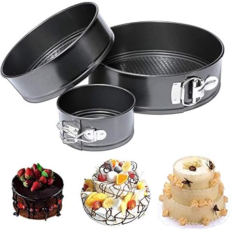 Trading Innovation 3 Round Nonstick Baking Cake Pan | Leak-Proof Round Cake Pans | Spring Form Pan| Easy to Cook & Easy to Clean | Set of 3 Pieces (22 cm, 24 cm, 26 cm) Cover
