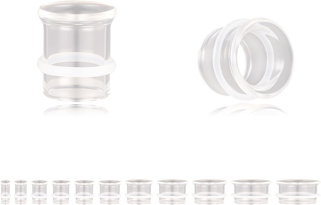 1 Pair Glass Ear Gauge Plugs Thin Single Flare Gauges for Ears Stretch Expanders 6mm-25mm Available Ear Tunnels for Women Men