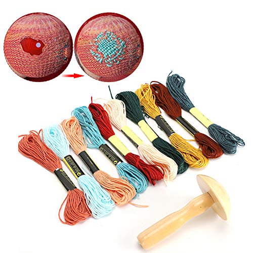 Wooden Darning Supplies Kit Tool for Patching Mushroom Sewing DIY Travel Home Craft Darning Wool - Image 3