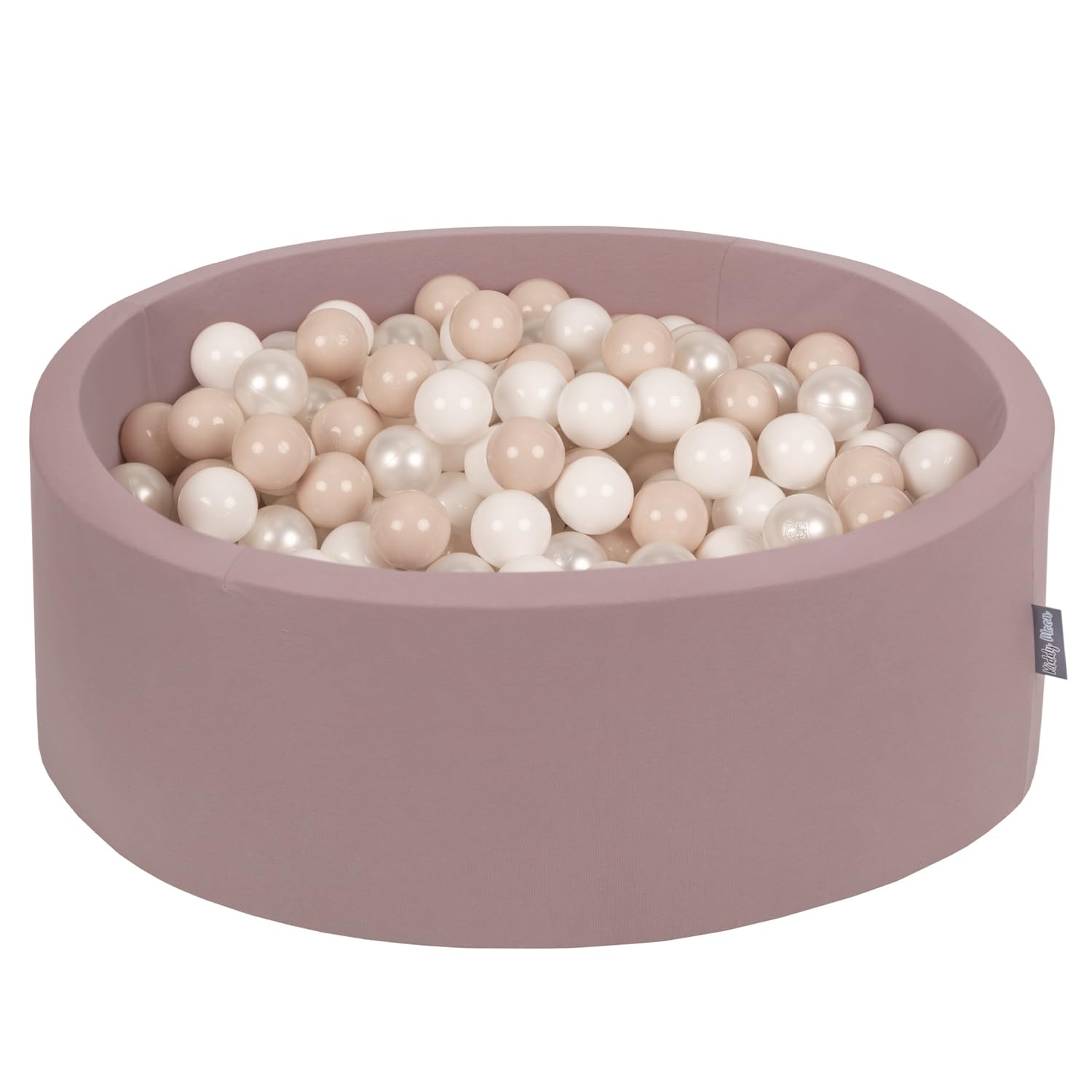 KiddyMoon Soft Ball Pit Round 90X30cm/300 Balls ∅ 7Cm/2.75In For Kids, Foam Ball Pool Baby Playballs, Heather:Pastel Beige/White/Pearl — image 1