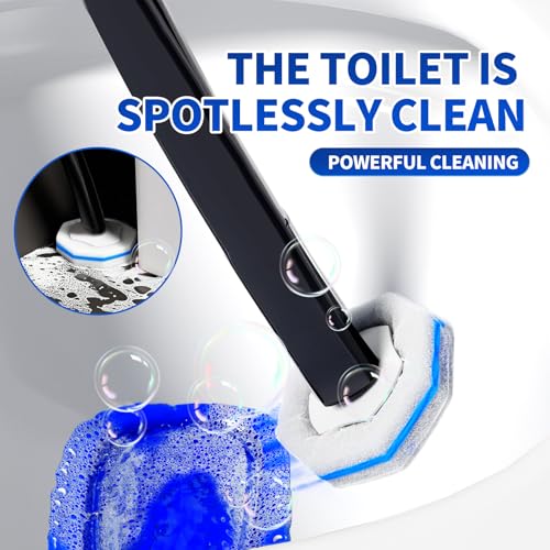 Image of Disposable Toilet Brush - Toilet Bowl Cleaner, Toilet Cleaning Supplies, Toilet Brush with Holder, Toilet Bowl Cleaner Wands,40 Refills for Toilet Cleaning and Hygienic Bathroom Maintenance