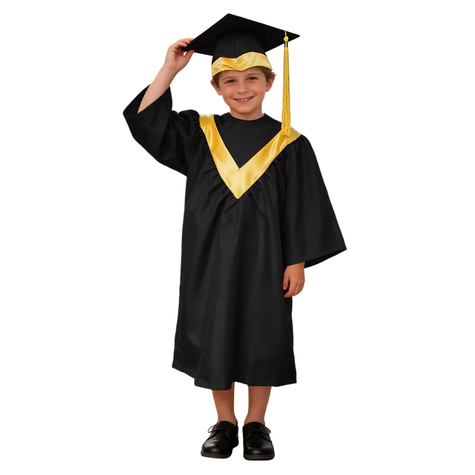 Kindergarten 2025 Graduation Cap and Gown Tassel Sets with Charm 2PCS Graduations Stoles for Kids Grad Party Clothes