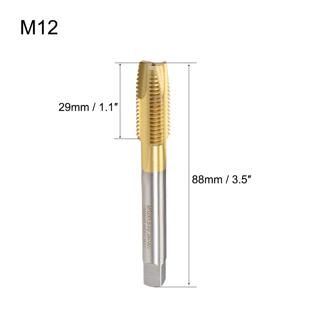 M12 x 1.5 Spiral Point Threading Taps - HSS Titanium Coated -2