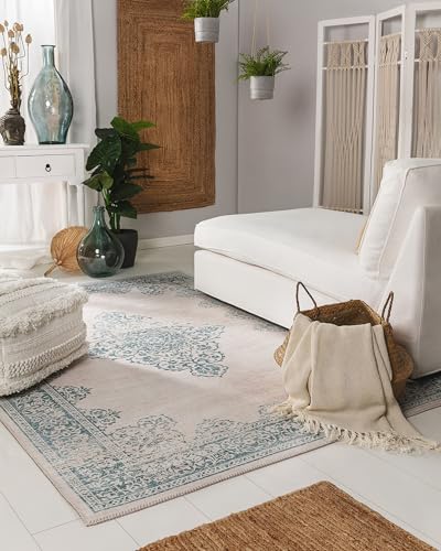 benuta Pop Teppich Laury - Türkis 200x300 cm - Kunstfaser - Rechteckig & im Style: Vintage - Pflegeleicht für Wohnzimmer Schlafzimmer
