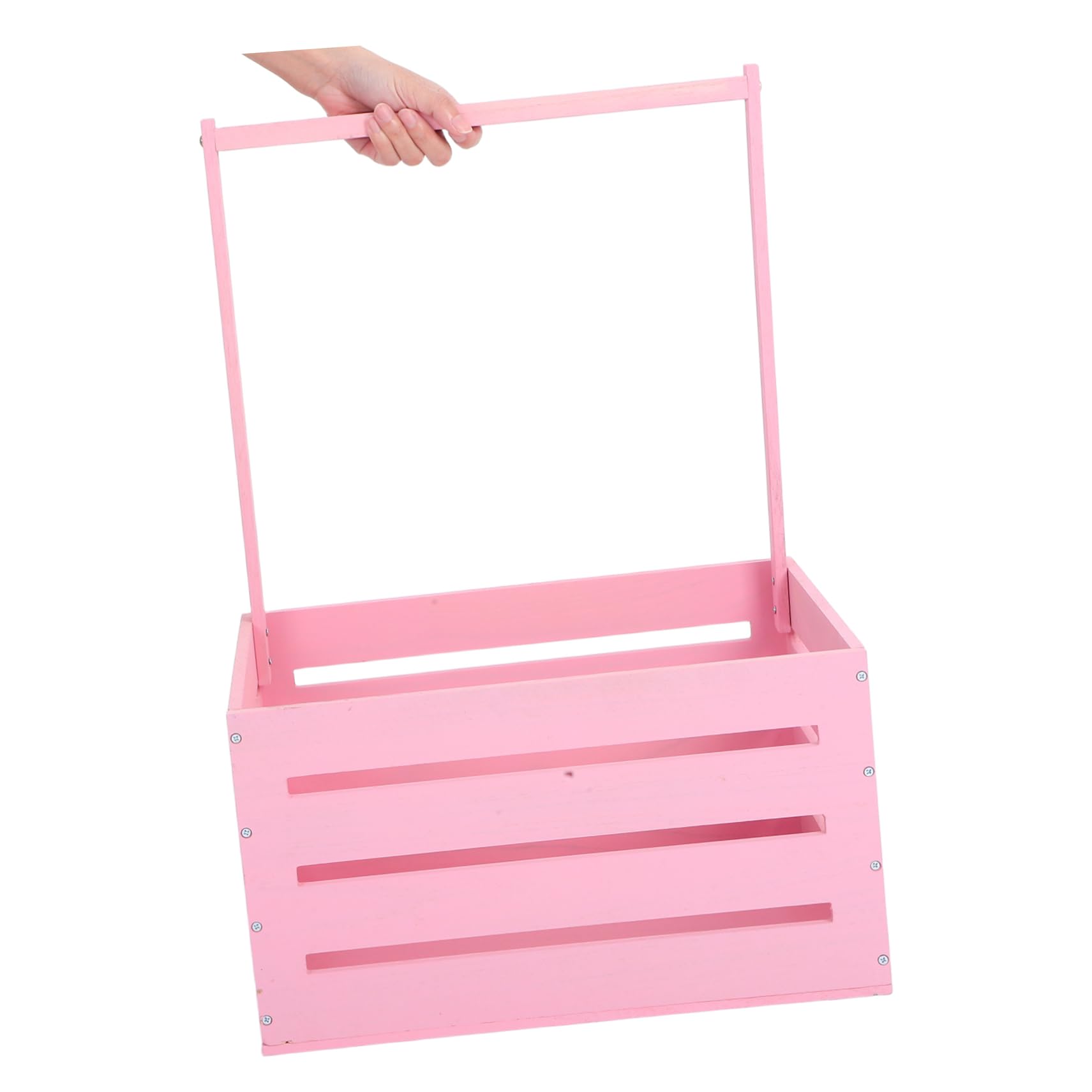 BESTonZON Holzaufbewahrungskorb Für Babyspielzeug Babywäschebox Geschenkkorb Zur Babyparty Rosa Mit Griff Platzsparendes Design Aus Natürlichen Materialien Gefertigt