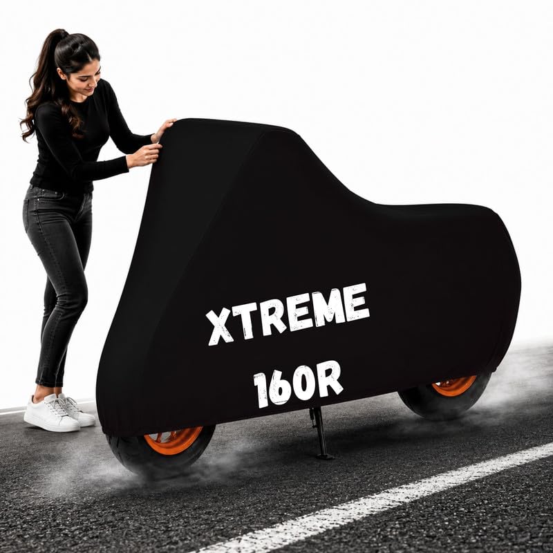 Image of Powerfull Bike Body Cover for Xtreme 160R Dustproof Scratchproof - 100% Waterproof Xtreme 160R Cover for Two Wheeler, Outdoor Full Motorcycle Cover with UV, Duty, Rain Protection - Black
