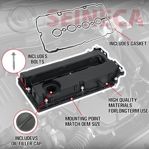 SEINECA 55564395 Engine Valve Cover with Gasket Bolts & Oil Cap, Compatible with Chevy Cruze 2011-2015, Sonic 2012-2018, Aveo/Aveo5 09-11,Pontiac G3 /G3 Wave 2009-2010.