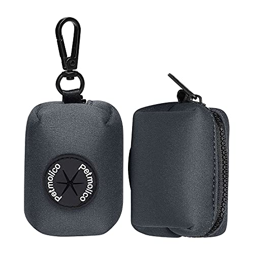 Image of Petmolico Dog Poop Bag Holder Leash Attachment, Dog Waste Bag Dispenser Zippered Pouch, Fits Any Dog Leash, Includes Free Roll of Dog Bags, Poop Bag Dispenser - 2 Pack, Deep Gray