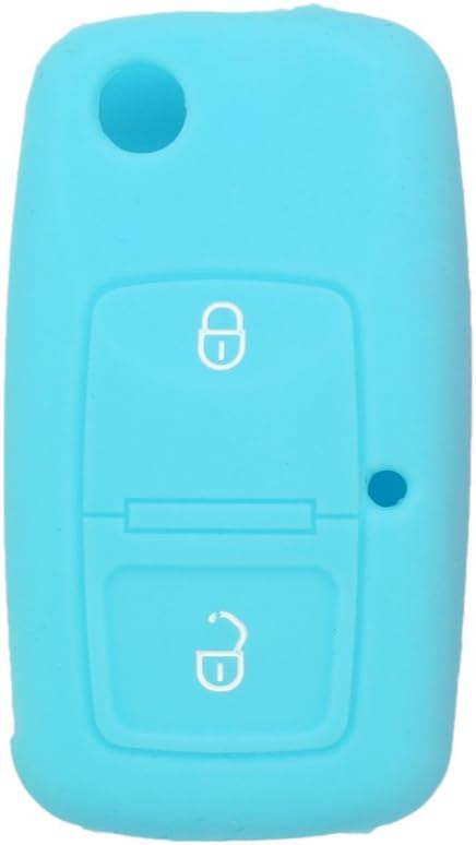 BROVACSSilicone Cover Protector Case Holder Skin Jacket Compatible with VOLKSWAGEN Passat Golf Bora Touran Polo 2 Button Flip Remote Key Fob CV9805 Light Blue