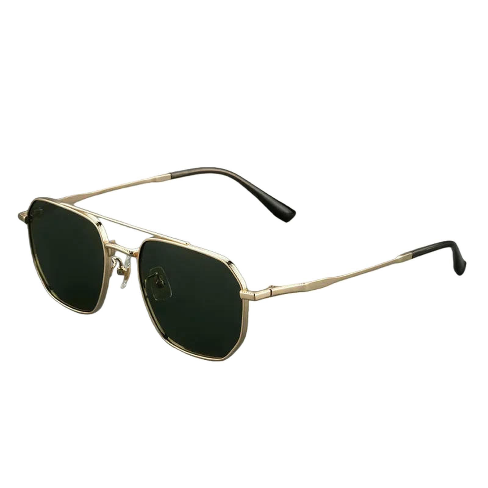 Occhiali da Sole Classici in Titanio A Doppio Ponte Uomo per Guida All'aperto Visione Notturna, Pesca Antiriflesso Uv400-no-polarizzato