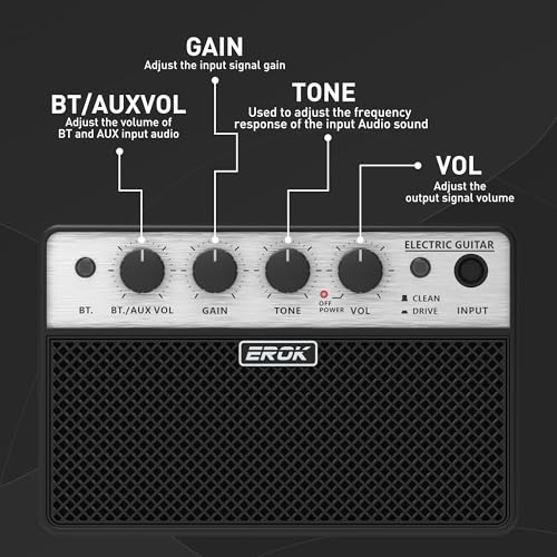Image of EROK Mini Electric Guitar Amp, Portable Amplifier with 3.5mm Headphone /AUX Input, Compact Design for Practice & Small Gigs (Electric Guitar)