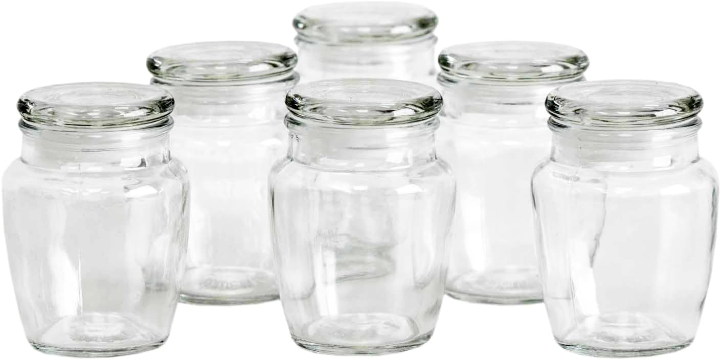 Darthome Set of 6 x 150ml Glass Spice Jars with Airtight Seals