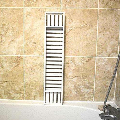 Bambou baignoire rack blanc étagère de douche et rangement serviette - 6