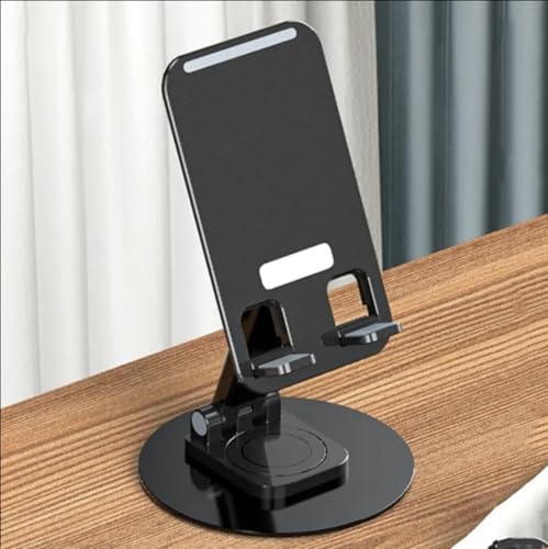 Alüminyum tablet ve telefon standı, 360 derece ayarlanabilir masaüstü dock tutucu, siyah