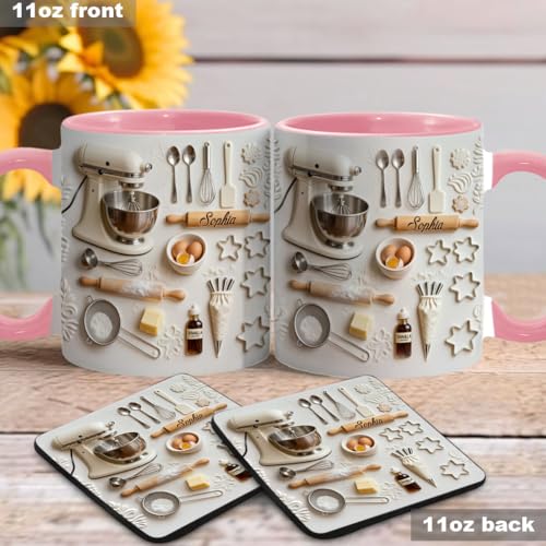 Taza cerámica personalizada con posavasos 11 onzas miniatura 3