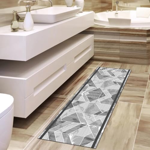 Alfombra de pasillo gris de 40x450 cm lavable a metros 4