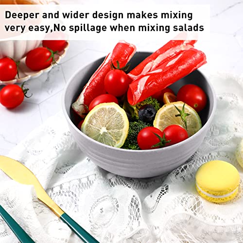 18 Pcs Unbreakable Cereal Bowls 24 Oz Microwave And Dishwasher Safe Wheat Straw Fiber Lightweight Bowl Soup Bowls Microwavable Kitchen Bowls For Serving Salad Rice Pasta Dishes Oatmeal (Gray) #TOP3