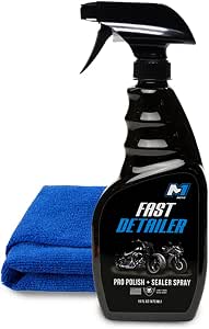 Fast Detailer Motorcycle Cleaner, Pro Polish Plus Sealer Spray, All-in-One Every Surface Motorcycle Cleaning Kit with Microfiber Cloth, Quick Detailer, 16 FL OZ