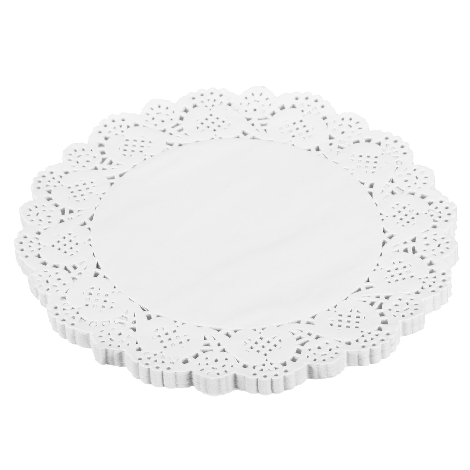uxcell 1000 tapetes de papel de encaje blanco de 7.5 pulgadas, redondos, desechables, manteles individuales de papel decorativos para bodas, cumpleaños, pasteles, postres, vajillas y alimentos