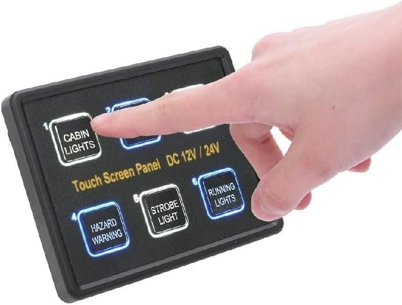 Applies to 12/24V 6 Gang Touch Screen Switch Panel with Power Button Control Box For Car Marine Boat