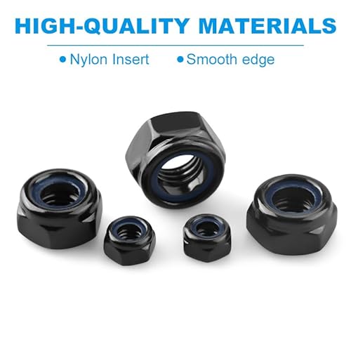 Drenky Sechskantmuttern Edelstahl M4,25 Stück Selbstsichernde Muttern DIN 985 Sechskant Edelstahlmutter Standard A2 V2A Schwarz Schraubenmutter M4 Metrisch Gewinde