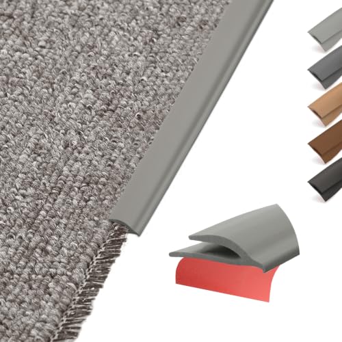 Flexible PVC Carpet Edge Trim Strip, Self Adhesive, Cuttable Carpet & Floor Transition Strip from Carpet to Tile, Waterproof Edging for Rugs & Mats, High Traffic Safety,for Carpet Thickness Within 5mm