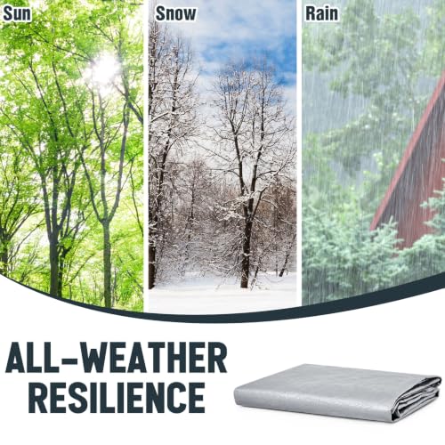 Image of 1 Pack Silver Tarps 6 x 8 ft, 5.5 Mil Waterproof Reflective Tarps, UV Resistant Sun Shade Tarp, Heavy Duty Roof Tarp for Roof Protection, Boat Cover, Rv Cover, Cars, Patio Furniture, Camping