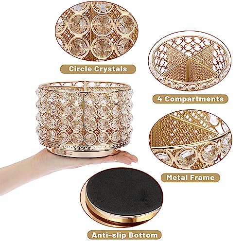 SUMNACON Metal 360 Degree Rotating Desk Organizer Holder with Crystal Beads - Image 4