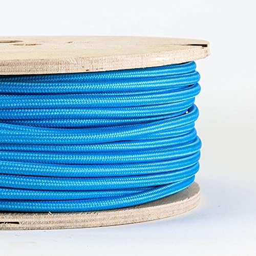 10m 3 Core Round Vintage Italian Style Braided Electrical 6mm Cable with Earth Wire, Antique Rope Woven Silk Lighting Flexible Fabric 0.75mm Cord, DIY Pendant Light, VDE Certification