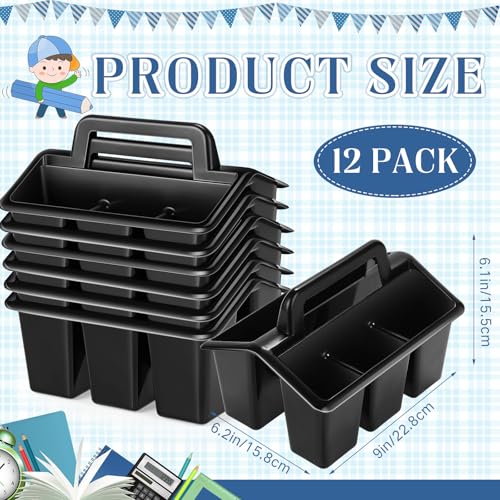 Image of WILLBOND 12 Pcs Classroom Storage Caddies Stackable Utility Caddies with 4 Compartment Plastic Caddy with Handle Portable Storage Bins Organizers for Kids Schools Art Craft Supplies