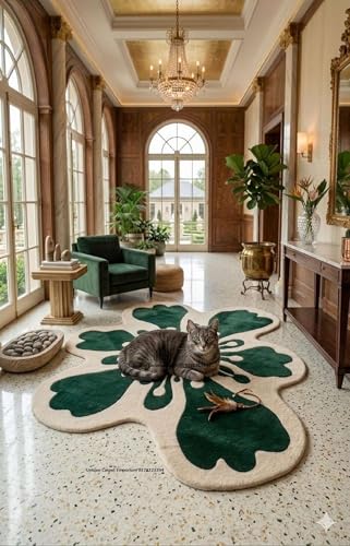 Image of Hand Tufted Irregular Area Rug 6x8 Ft Wool Carpet for Bedroom Living Room Modern Artistic Floor Cover Soft Luxury Contemporary Home Decor Accent
