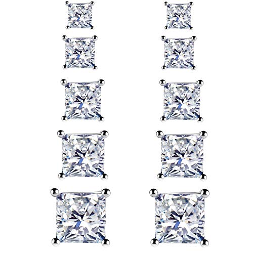 925 Sterling Silver Post Stud Earrings for Women - 5 Pairs Square Cut Cubic Zirconia Stud Earrings Hypoallergenic Stud Earrings Set for Women Men Girls Gifts 3mm 4mm 5mm 6mm7mm 925 Sterling Silver Post Stud Earrings for Women - 5 Pairs Square Cut Cubic Zirconia Stud Earrings Hypoallergenic Stud Earrings Set for Women Men Girls Gifts 3mm 4mm 5mm 6mm7mm