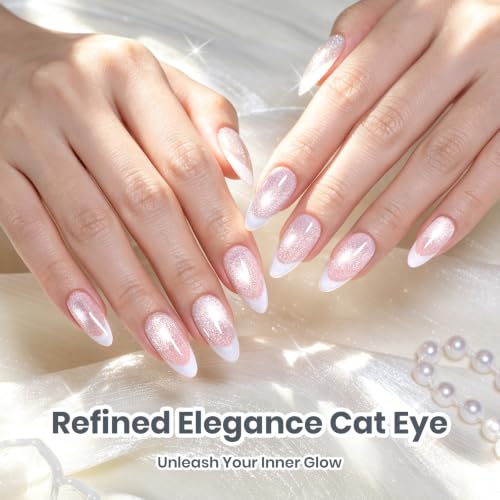 Image of Beetles Silver Cat Eye Gel Nail Polish, Diamond Dust 15ml Magnetic Gel