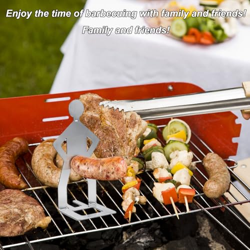JHXhhthongtong 4 Stück Wurst Grillgestelle, Grillwursthalter Aus Edelstahl, Lustiger BBQ Hotdog Halter, Kreativer Stehender Mann Wurst Grillständer, Hot Dog BBQ Tools Für Outdoor Camping Kochzubehör